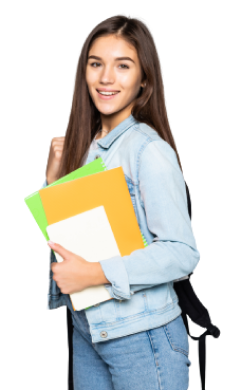 Imagen: estudiante femenina sosteniendo libros